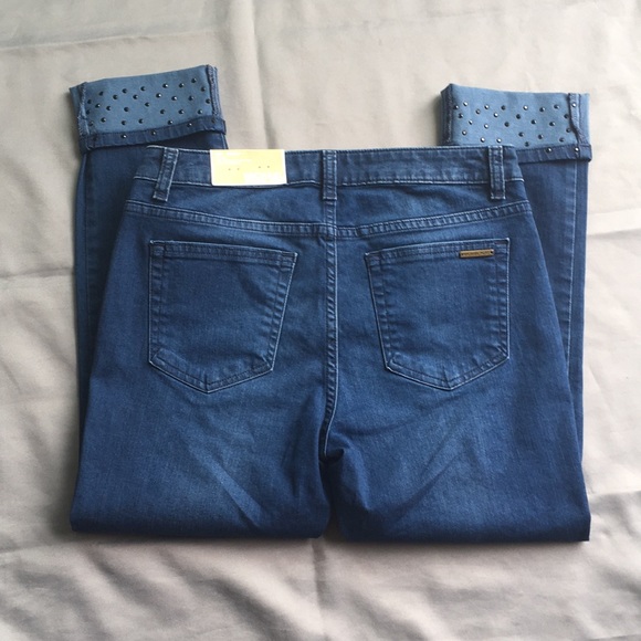 Micheal Kors Izzy Skinny Jewel Cuffed Jeans NWT - Picture 4 of 8